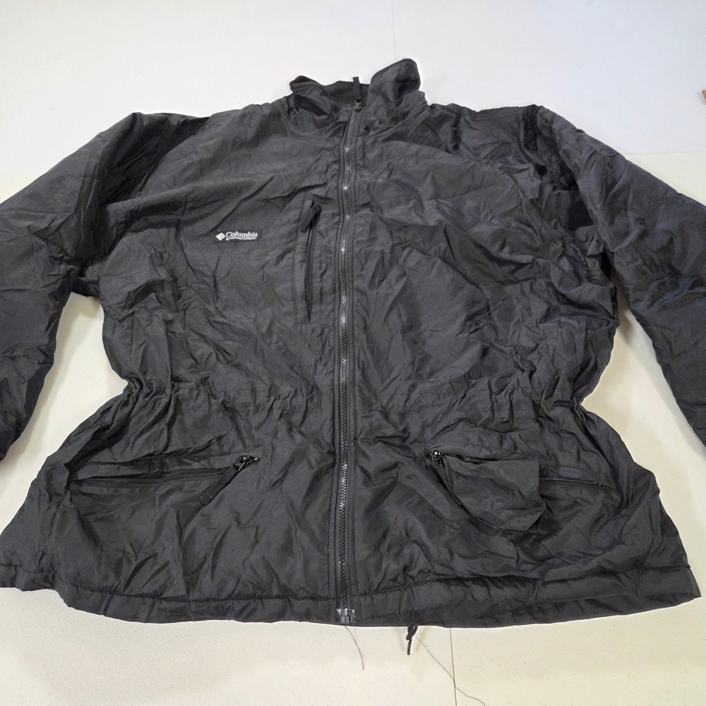 Columbia Sportswear Mens XL Black Full Zip Fleece Lined Nylon Jacket Windbreaker